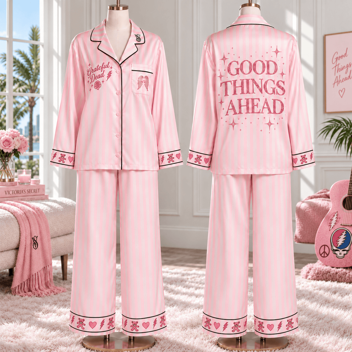 GRFD Women’s Premium Signature Satin Pajama Set NTNA